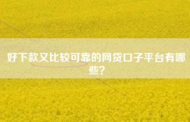 好下款又比较可靠的网贷口子平台有哪些？