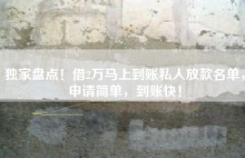 独家盘点！借2万马上到账私人放款名单，申请简单，到账快！