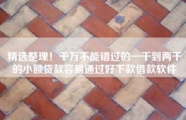 精选整理！千万不能错过的一千到两千的小额贷款容易通过好下款借款软件