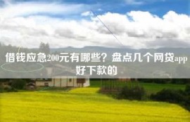 借钱应急200元有哪些？盘点几个网贷app好下款的