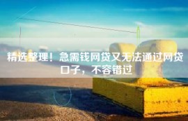 精选整理！急需钱网贷又无法通过网贷口子，不容错过