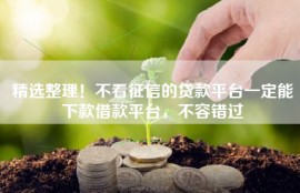 精选整理！不看征信的贷款平台一定能下款借款平台，不容错过