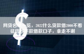 网贷名单一览，2022什么贷款借2000不看征信秒下款借款口子，拿走不谢