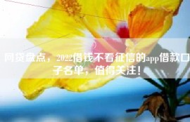 网贷盘点，2022借钱不看征信的app借款口子名单，值得关注！