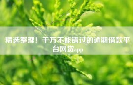 精选整理！千万不能错过的逾期借款平台网贷app