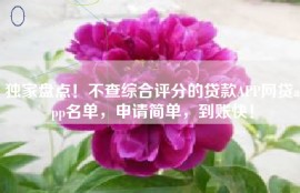 独家盘点！不查综合评分的贷款APP网贷app名单，申请简单，到账快！