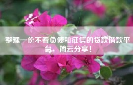 整理一份不看负债和征信的贷款借款平台，简云分享！