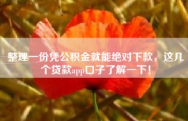 整理一份凭公积金就能绝对下款，这几个贷款app口子了解一下！