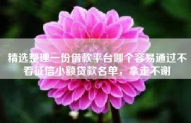 精选整理一份借款平台哪个容易通过不看征信小额贷款名单，拿走不谢