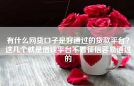 有什么网贷口子是好通过的贷款平台？这几个就是借钱平台不看征信容易通过的