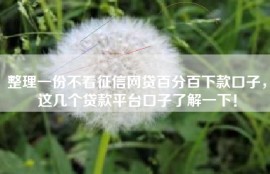 整理一份不看征信网贷百分百下款口子，这几个贷款平台口子了解一下！