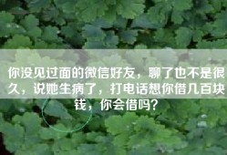 你没见过面的微信好友，聊了也不是很久，说她生病了，打电话想你借几百块钱，你会借吗？