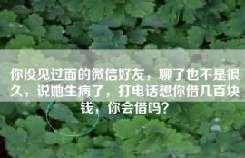 你没见过面的微信好友，聊了也不是很久，说她生病了，打电话想你借几百块钱，你会借吗？