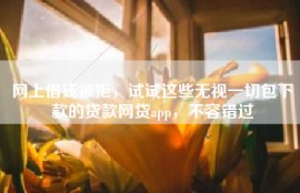 网上借钱被拒，试试这些无视一切包下款的贷款网贷app，不容错过