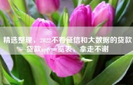 精选整理，2022不看征信和大数据的贷款贷款app一览表，拿走不谢