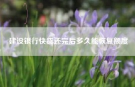 建设银行快贷还完后多久能恢复额度