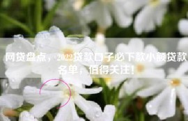 网贷盘点，2022贷款口子必下款小额贷款名单，值得关注！