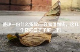 整理一份什么贷款app容易借到钱，这几个贷款口子了解一下！
