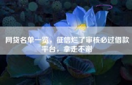 网贷名单一览，征信烂了审核必过借款平台，拿走不谢
