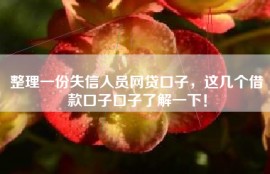 整理一份失信人员网贷口子，这几个借款口子口子了解一下！