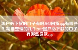 黑户必下款的口子有吗2022网贷app有哪些？精选整理的几个2022黑户必下款的口子有哪些贷款app