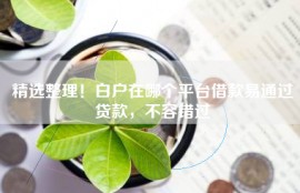 精选整理！白户在哪个平台借款易通过贷款，不容错过