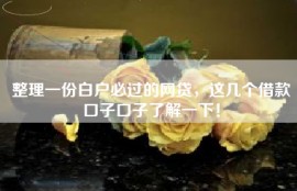 整理一份白户必过的网贷，这几个借款口子口子了解一下！