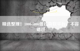 精选整理！1000-5000借钱贷款平台，不容错过