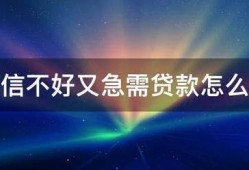 征信不好又急需贷款怎么办