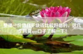 整理一份借几千块钱比较好借的，这几个网贷app口子了解一下！