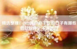 精选整理！2022黑户必下款的口子有哪些借款软件，不容错过