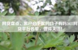 网贷盘点，黑户必下款的口子有吗2022网贷平台名单，值得关注！