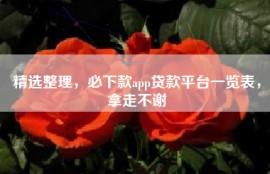 精选整理，必下款app贷款平台一览表，拿走不谢