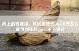 网上借钱被拒，试试这些借5000块钱怎么能借到贷款app，不容错过