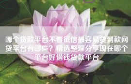 哪个贷款平台不看征信最容易贷到款网贷平台有哪些？精选整理分享现在哪个平台好借钱贷款平台