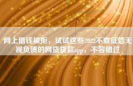 网上借钱被拒，试试这些2022不查征信无视负债的网贷贷款app，不容错过
