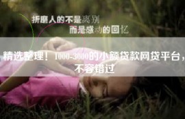 精选整理！1000-3000的小额贷款网贷平台，不容错过