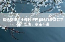 精选整理，全部秒拒还有啥口子贷款平台一览表，拿走不谢