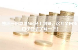 整理一份急借5000马上到账，这几个网贷口子口子了解一下！
