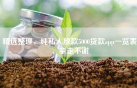 精选整理，纯私人放款5000贷款app一览表，拿走不谢