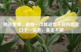 精选整理，逾期一次算征信不良吗借款口子一览表，拿走不谢