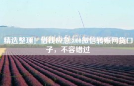 精选整理！借钱应急3000微信转账网贷口子，不容错过