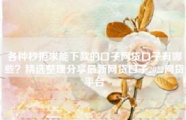 各种秒拒求能下款的口子网贷口子有哪些？精选整理分享最新网贷口子2022网贷平台
