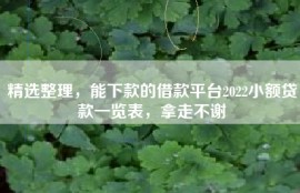 精选整理，能下款的借款平台2022小额贷款一览表，拿走不谢