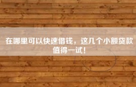 在哪里可以快速借钱，这几个小额贷款值得一试！