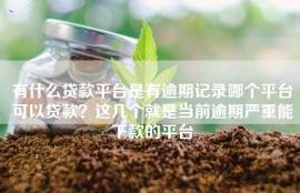 有什么贷款平台是有逾期记录哪个平台可以贷款？这几个就是当前逾期严重能下款的平台