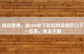 精选整理，借1000必下款的网贷借款口子一览表，拿走不谢