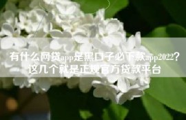 有什么网贷app是黑口子必下款app2022？这几个就是正规官方贷款平台