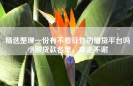 精选整理一份有不看征信的借贷平台吗小额贷款名单，拿走不谢