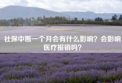 社保中断一个月会有什么影响？会影响医疗报销吗？
